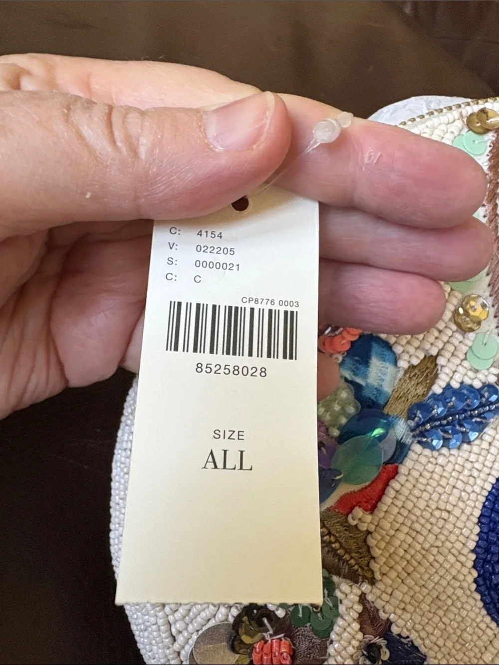 NWT Anthropologie / Anna Harlow Russo Beaded Floral Initial 'C' Round Purse
